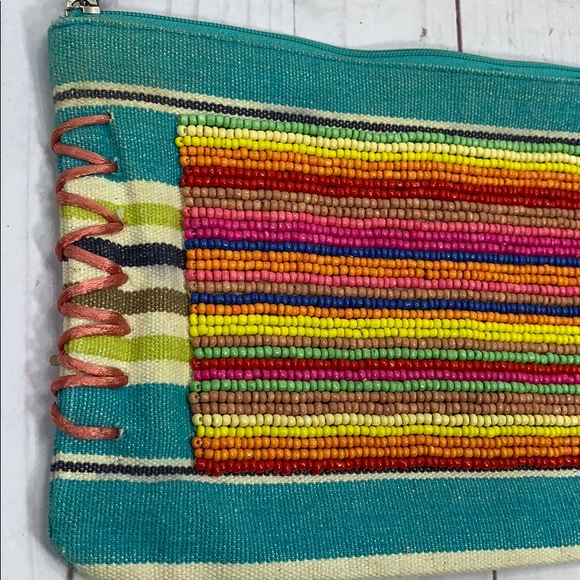 Ann Taylor Loft beaded fabric wristlet clutch - Picture 2 of 8